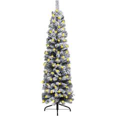 Smal julgran 150cm vidaXL Smal med LED och snö grön 150 cm PVC Julgran