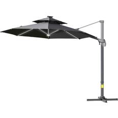 Solar lights OutSunny Alfresco 3m Cantilever Parasol with Solar Lights, Grey