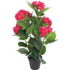 Hortensia vidaXL kunstig hortensia-plante med urtepotte 60 cm rød Kunstig plante