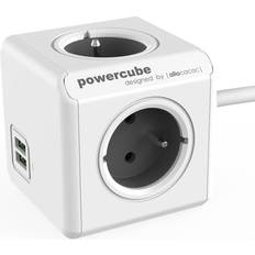 allocacoc PowerCube Extended USB 3m Gris Bloc Multiprise 4 Prises 2 USB