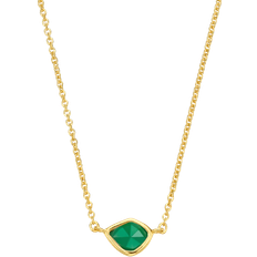 Onyx - Women Necklaces Monica Vinader Siren Mini Nugget Chain Necklace - Gold/Green