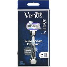 Gillette Venus Deluxe Smooth Platinum Razor Handle + 2 Cartridgess