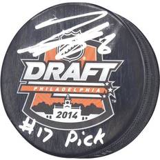 Fanatics Philadelphia Flyers Travis Sanheim Autographed Draft Logo Hockey Puck with 17 PICK 2014