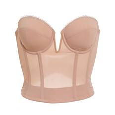 Elastane/Lycra/Spandex - Women Corsets Dominique Valerie V Wire Backless Strapless Bridal Bra - Mocha