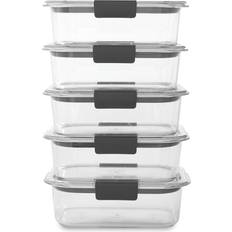 Crystal Glass Kitchen Storage Rubbermaid Brilliance Food Container 5pcs 0.2gal