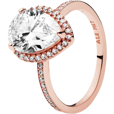 Women Rings Pandora Sparkling Teardrop Halo CZ Ring - Rose Gold/Transparent