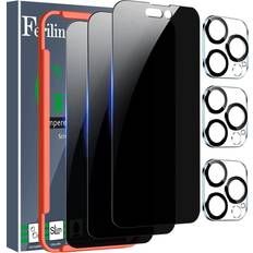 Screen Protectors Ferilinso 3 Pack Screen Protector + 3 Pack Camera Lens Protector for iPhone 14 Pro Max