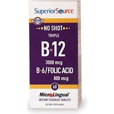 Vitamins & Supplements Superior Source No Shot Triple B12/B6 Folic Acid 3000mcg 60 pcs