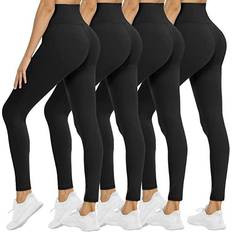 Hiking - Women Tights NexiEpoch High Waisted Tummy Control Soft No See-Through Yoga Pants 4-pack - Black