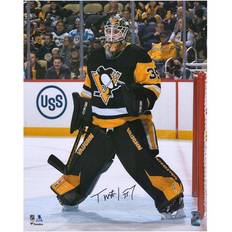 Fanatics Pittsburgh Penguins Tristan Jarry Autographed 16" x 20" Black Jersey in Net Photograph