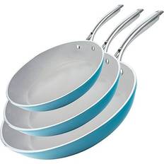 Aqua blue pan Gotham Steel Ceramic Nonstick Cookware Set 3 Parts