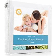 King size mattress protector waterproof Linenspa Premium Smooth Mattress Cover White (203.2x198.1cm)