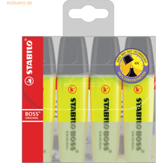 Gelb Marker Stabilo BOSS ORIGINAL Highlighter Yellow Medium Chisel 2-5 mm Refillable Pack of 4