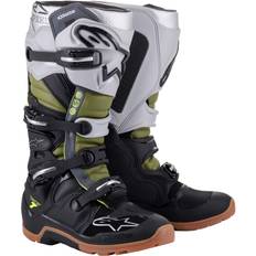 Silver Motorcycle Boots Alpinestars Tech 7 Enduro Boots Black/Silver/Military Green Man