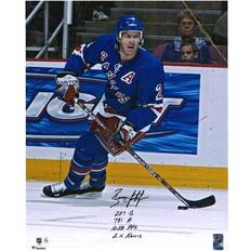 Fanatics Brian Leetch New York Rangers Autographed Blue Jersey Skating Photograph with Multiple Inscriptions - Limited Edition #2 of 9