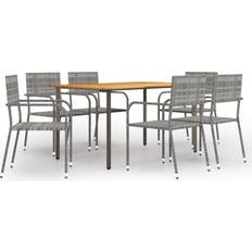 6 Ensembles repas de patio vidaXL 3072500 Ensemble repas de patio, 1 Table incluse 6 Chaises