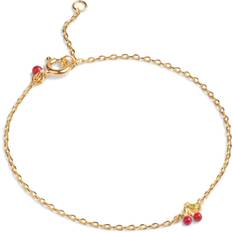 Gullbelagt Armbånd ENAMEL Copenhagen Cherry Bracelet - Gold/Red