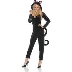 Underwraps Costumes Women's Hooded Cat Jumpsuit with Tail Costume