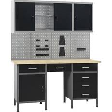 Work Benches vidaXL Workbench with Four Wall Panels and Two Cabinets