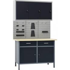 Work Benches vidaXL Workbench with Three Wall Panels and One Cabinet