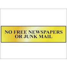 Scan No Free Newspapers Or Junk Mail Polished Brass Effect 200 x 50mm Wall Mirror