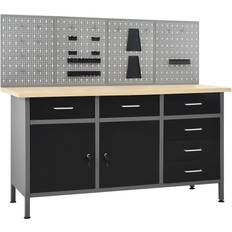 Work Benches vidaXL Workbench with Four Wall Panels Brown