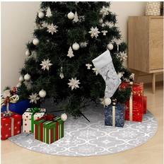 Jupes de Sapin de Noël vidaXL Luxury Christmas Tree Skirt With Sock White 59.1" Fabric Blanc Jupe de Sapin de Noël