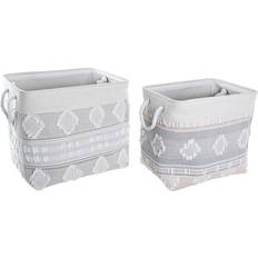 Beige Cestas Dkd Home Decor Juego de Cestas Gris Algodón 45 x 35 x 40 cm (2 Piezas) Cesta