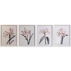 Dkd Home Decor Painting Crystal Birch Flowers (55 x 2,5 x 70 cm) (4 Units) Framed Art