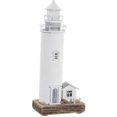 Wit Beeldjes Dkd Home Decor Maritiem Beeldje Vuurtoren Hout 13 x 30 cm Wit