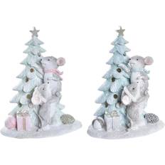 Grå Juletræspynt Dkd Home Decor Mus Harpiks (13 x 8,5 x 16 cm) (2 enheder) Juletræspynt