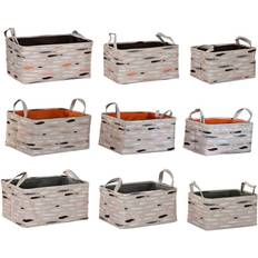 Polyester Kurve Dkd Home Decor Kurvesæt Brun Grå Orange Polyester (40 x 30 x 20 cm) (3 enheder) Kurv 3stk