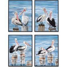 Brugskunst Dkd Home Decor Fugle Middelhavet (53 x 3,5 x 73 cm) (4 enheder) Billede