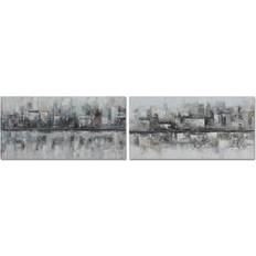 Gris Arts encadrés Dkd Home Decor Cadre 120 x 2.8 x 60 cm Abstrait Loft Art encadré