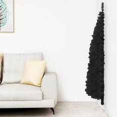 Christmas Trees vidaXL Slim Artificial Half with Stand Black 120 cm Christmas Tree