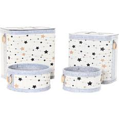 Guld Kurve Dkd Home Decor Set med Stjerner Bambus Filt (41 x 31 x 42 cm) (4 Dele) Kurv 2stk