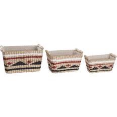 Polyester Kurve Dkd Home Decor Kurvesæt Polyester Kolonistil Fiber (39 x 27 x 24 cm) Kurv