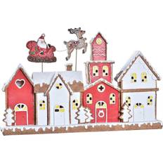 Joulukuusenkoristeet Dkd Home Decor Joulukuusenpallo Talo Valkoinen Punainen Hartsi 41 x 7.5 x 27 cm