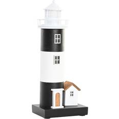 Zwart Kaarsen en Accessoires Dkd Home Decor Maritiem Beeldje Vuurtoren 15 x 37 cm Wit/Zwart