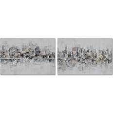 Gris Arts encadrés Dkd Home Decor Abstract Loft 120 x 2.8 x 80 cm Art encadré