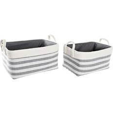 Holz Körbe Dkd Home Decor set Stripes Grey Cotton (40 x 30 x 23 cm) (2 Pieces) Basket