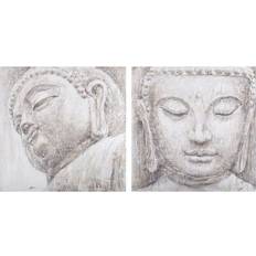 Grå Billeder Dkd Home Decor Buddha Orientalsk (80 x 3,5 x 80 cm) (2 enheder) Billede