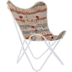 Chaises de Jardin vente Dkd Home Decor Chaise De Jardin Orange Coton Blanc Fer 74 x 65 x 90 cm