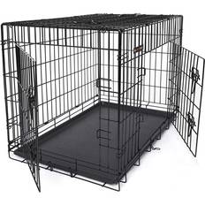 Songmics Feandrea Gabbia Trasportino Per Cane Animali Domestici Pieghevole Doppia Porta 107 cm x 70 cm x 77.5 cm