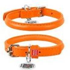 Rundsyet læder halsbånd Collar Waudog rundsyet læder halsbånd, 53-61cm, orange
