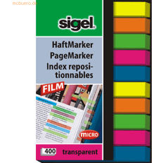 PageMarker Sidemarkør 6 x 50 mm 400 ark transparent grøn, transparent pink, transparent blå, transparent gul, transparent orange