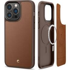 Iphone 14 pro max case Spigen CYRILL Kajuk Mag Compatible with iPhone 14 Pro Max Case Magsafe (2022) iPhone 14 Pro Max Case Leather with MagSafe (Premium Vegan Leather) and Full Body Protection Saddle Brown