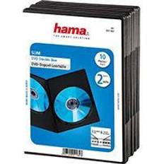 Svarta Lamineringsfickor Hama DVD-dubbelfodral Super Slim 10-pack (passar även för CD:ar och Blu-rays) ultra smal, med folie för att fästa fodralet, svart