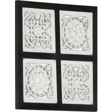 Weiß Wandspiegel vidaXL Hand-Carved Wall Panel MDF 15.7"x15.7"x0.6" Black and White Wandspiegel