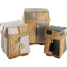 Bamboo Boxes & Baskets Dkd Home Decor set Natural Bamboo (3 Pieces) (32 x 32 x 40 cm) Basket